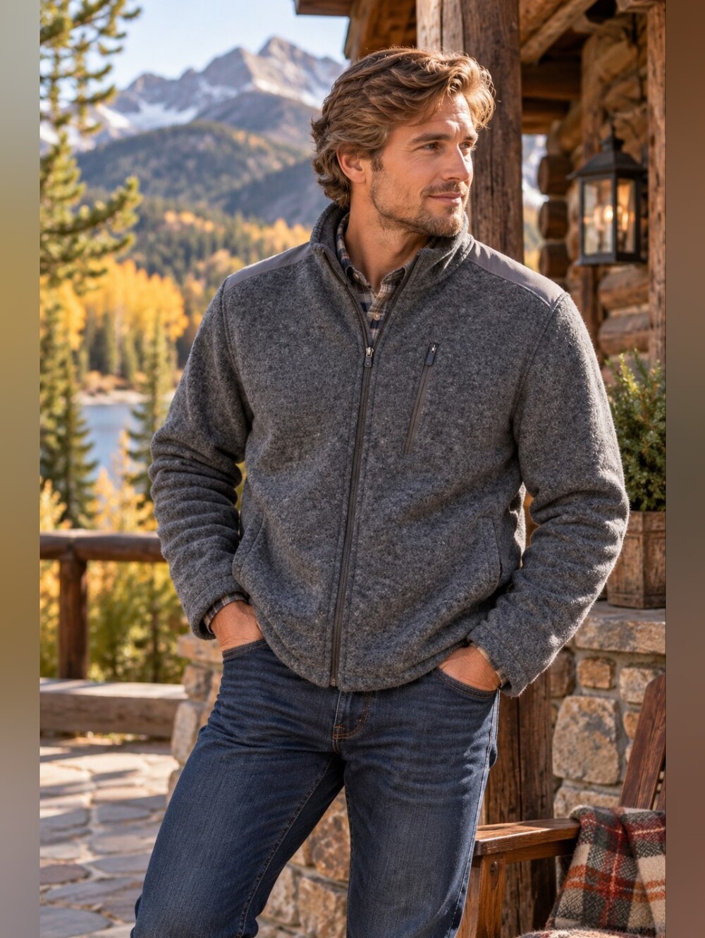 Merrell 100% Boiled Wool Men's Full Zip Jacket Gray L Outdoor Heritage